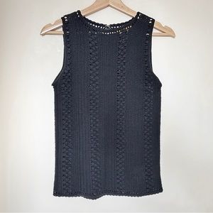 Catherine Malandrino Sleeveless Open-Knit Top, Black